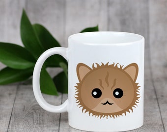 Enjoying a cup with my cat Selkirk Rex - a mug with a cute cat