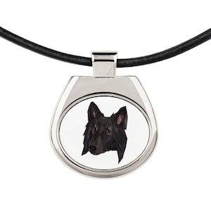 A necklace with a Belgian Shepherd, Malinois dog. A new collection with the geometric dog