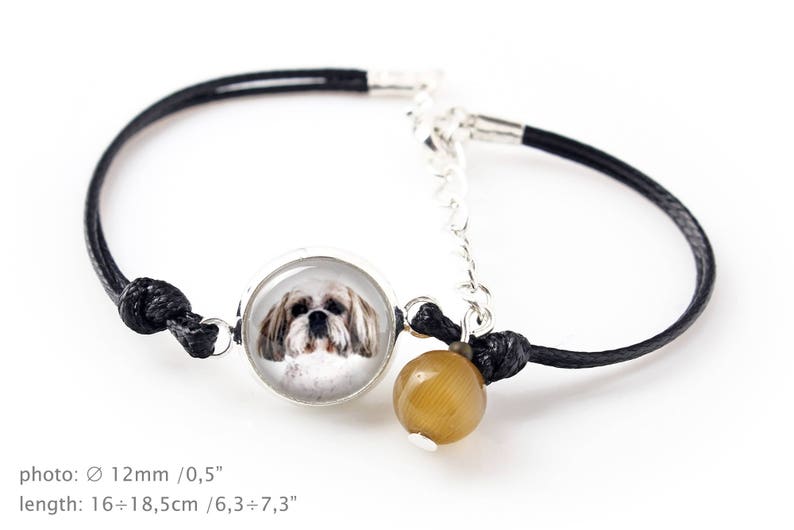 Photojewelry Bracelet and necklace Handmade. Jewelry with box for people who love dogs Shih Tzu