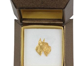 NEW, Schnauzer, dog pin, in casket, gold plated, limited edition, ArtDog
