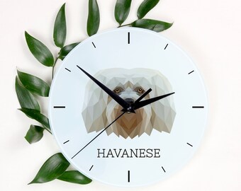 A clock with a Havanese dog. A new collection with the geometric dog
