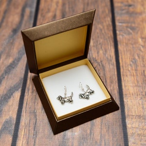 Basset Hound - Silver-plated earrings with an image of a pure-bred dog