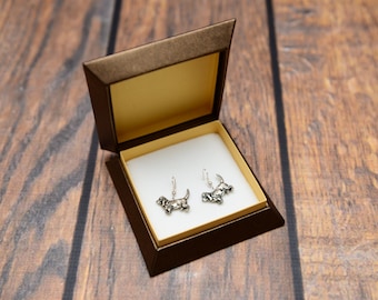 Basset Hound - Silver-plated earrings with an image of a pure-bred dog