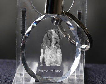Bracco Italiano   , Dog Crystal Keyring, Keychain, High Quality, Exceptional Gift . Dog keyring for dog lovers