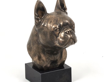 Boston Terrier, dog marble statue, limited edition, ArtDog. Made of cold cast bronze. Perfect gift. Limited edition