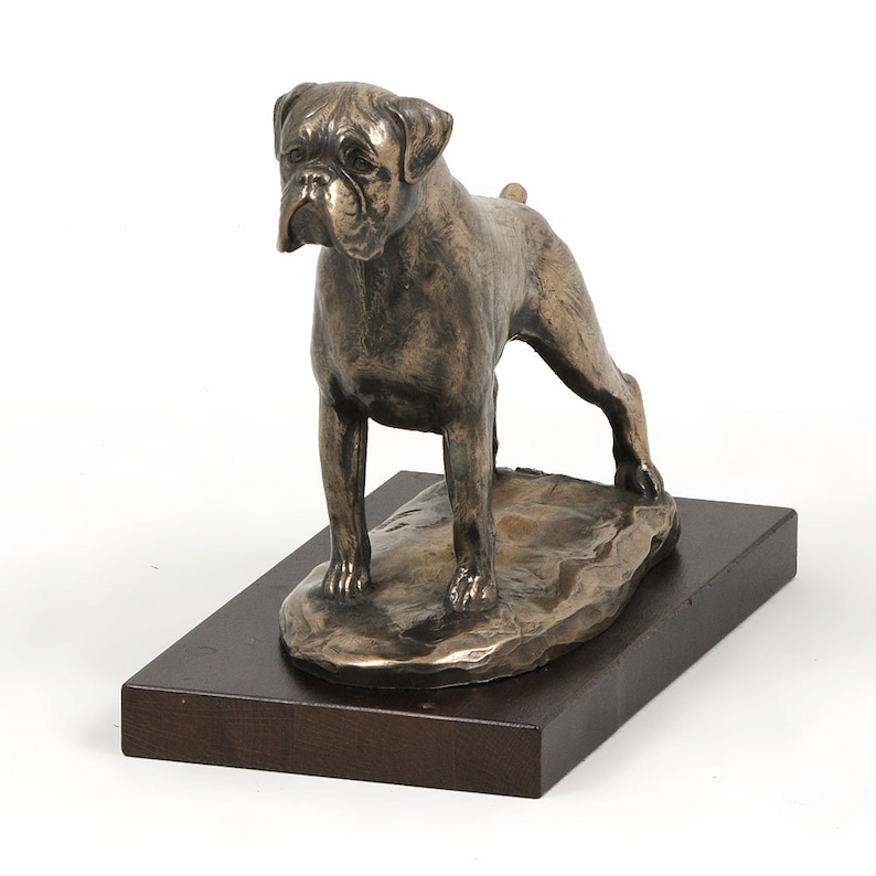 Boxer uncropped Dog Wooden Base Statue Limited Edition Etsy