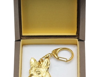 NEW, Basenji, millesimal fineness 999, dog keyring, in casket, keychain, limited edition, ArtDog . Dog keyring for dog lovers