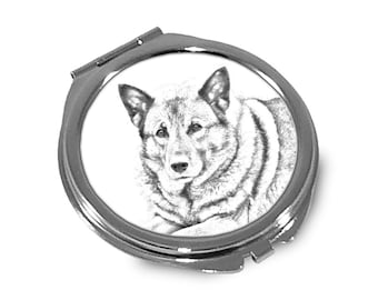 Norwegian Elkhound- Pocket mirror with the image of a dog.