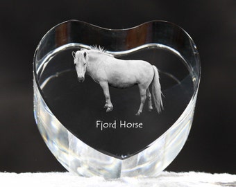 Fjord horse , crystal heart with horse, souvenir, decoration, limited edition, Collection