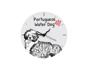 Portuguese Water Dog, Free standing MDF floor clock with an image of a dog.