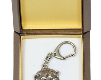 NEW, Akita Inu, Japanese Akita, dog keyring, key holder, in casket, limited edition, ArtDog . Dog keyring for dog lovers