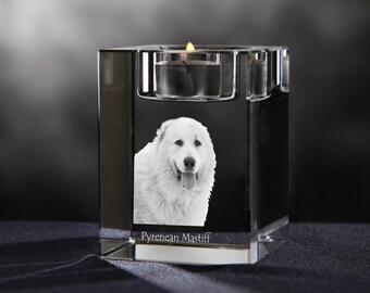 Pyrenean Mastiff - crystal candlestick with dog, souvenir, decoration, limited edition, Collection