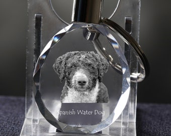 Spanish Water Dog  , Dog Crystal Keyring, Keychain, High Quality, Exceptional Gift . Dog keyring for dog lovers