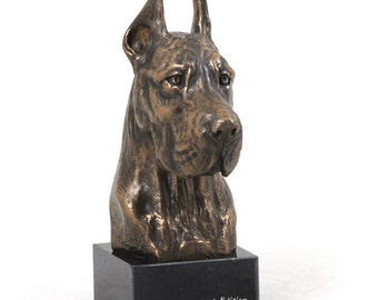 Great Dane (cropped), dog marble statue, limited edition, ArtDog. Made of cold cast bronze. Perfect gift. Limited edition