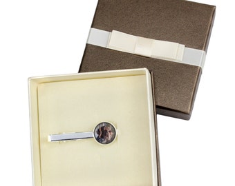 German Wirehaired Pointer. Tie clip with box for dog lovers. Photo jewellery. Men's jewellery. Handmade