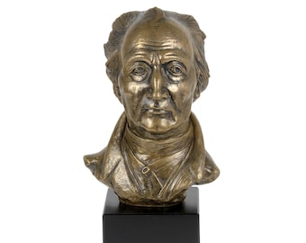 Johann Wolfgang von Goethe Statue, Cold Cast Bronze Sculpture, Marble Base, Home and Office Decor, Trophy, Statuette