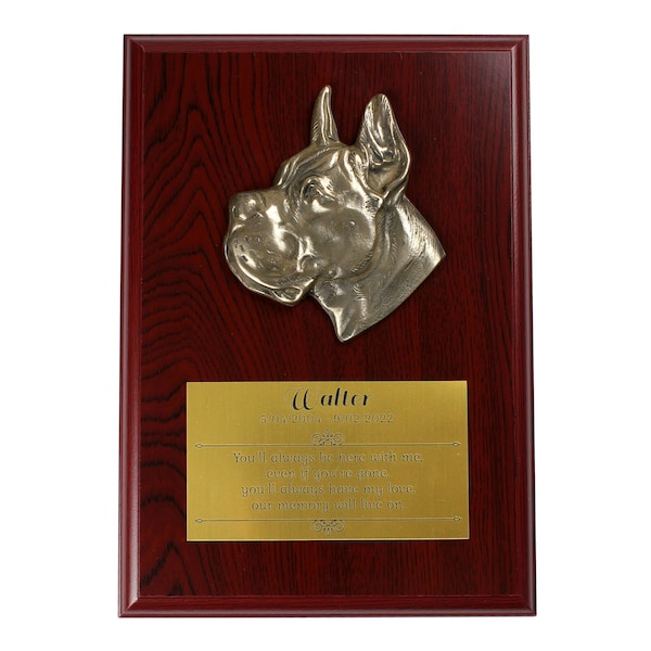 Great Dane Memorial Board, Cold Cast Bronze Plaque, Dog Loss Board, Home and Office Decor, Dog Memorial