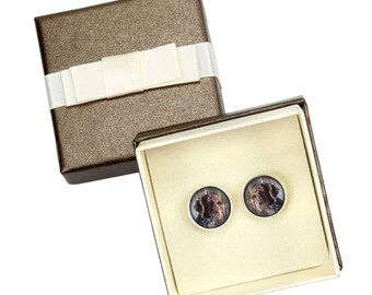 German Wirehaired Pointer. Cufflinks with box for dog lovers. Photo jewellery. Men's jewellery. Handmade
