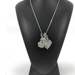 NEW, Deutsche Dogge cropped, Great Dane (pointed ears), dog necklace, silver chain 925, limited edition, ArtDog