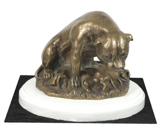 Staffordshire Bull Terrier, dog on white wooden base statue, limited edition, ArtDog