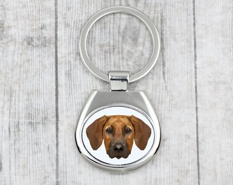 A key pendant with a Rhodesian Ridgeback dog. A new collection with the geometric dog . Dog keyring for dog lovers