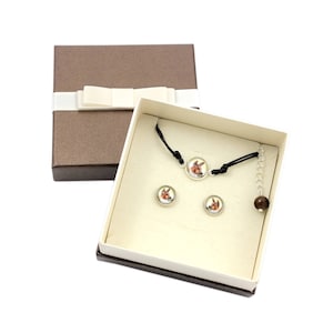 Basenji. Schmuck mit Box für Leute, die Hunde lieben. Armband und Ohrringe. Photojewelry. Handgefertigt.