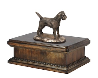 Exclusive Urn for dog’s ashes with a Border Terrier statue, ART-DOG. New model Cremation box, Custom urn.