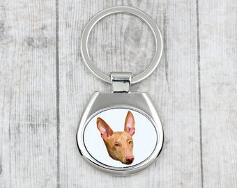 A key pendant with a Pharaoh Hound dog. A new collection with the geometric dog . Dog keyring for dog lovers