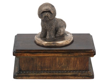 Exclusive Urn for dog’s ashes with a Bichon statue, ART-DOG. New model Cremation box, Custom urn.