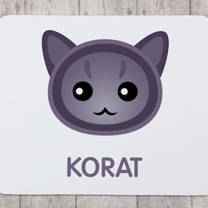 A computer mouse pad with a Korat cat. A new collection with the cute Art-dog cat