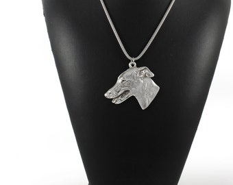 NEW, Grey Hound,  English Greyhound, dog necklace, silver cord 925, limited edition, ArtDog