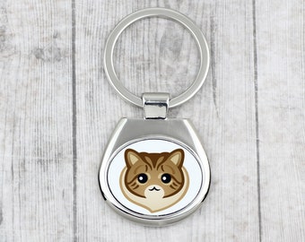 A key pendant with Siberian cat. A new collection with the cute Art-dog cat