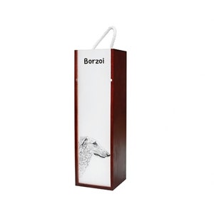 Borzoi, Russian Wolfhound - Wine box with an image of a dog.