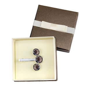 German Wirehaired Pointer. Jewelry for dog lovers. Cufflinks and tie pin. Photo jewellery. Men's jewellery. Handmade