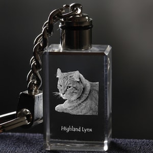 Highland Lynx , Cat Crystal Keyring, Keychain, High Quality, Exceptional Gift