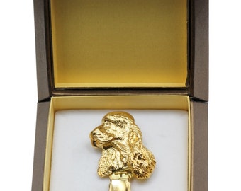 NEW, English Cocker Spaniel, millesimal fineness 999, dog clipring, in casket, dog show ring clip/number holder, limited edition, ArtDog