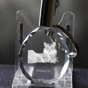 Siberian cat  , Cat Crystal Keyring, Keychain, High Quality, Exceptional Gift