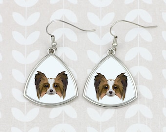 Earrings with a Papillon dog. A new collection with the geometric  dog
