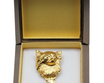 NEW, Chihuahua, millesimal fineness 999, dog clipring, in casket, dog show ring clip/number holder, limited edition, ArtDog