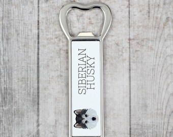 A beer bottle opener with a Siberian Husky dog. A new collection with the geometric dog