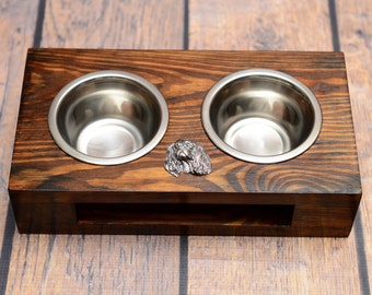 A dog’s bowls with a relief from ARTDOG collection - Cavalier King Charles Spaniel