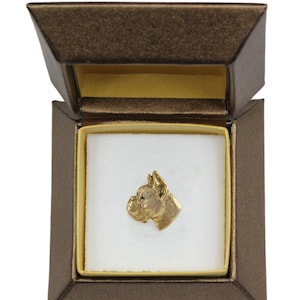 NEW, Boxer, dog pin, in casket, gold plated, limited edition, ArtDog