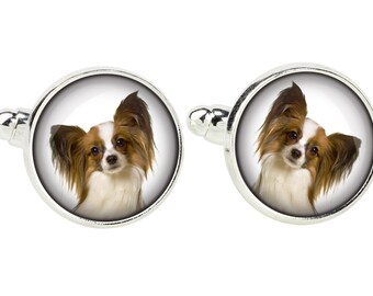 Papillon. Cufflinks for dog lovers. Photo jewellery. Men's jewellery. Handmade