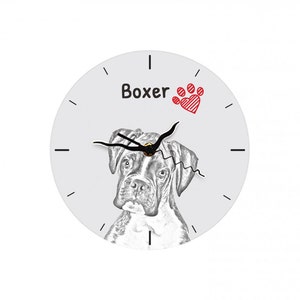 Boxer uncropped, Free standing MDF floor clock with an image of a dog.