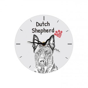 Dutch Shepherd Dog, Free standing MDF floor clock with an image of a dog.