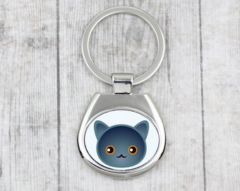 A key pendant with Chartreux cat. A new collection with the cute Art-dog cat