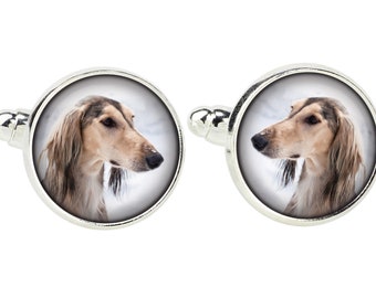 Saluki. Cufflinks for dog lovers. Photo jewellery. Men's jewellery. Handmade