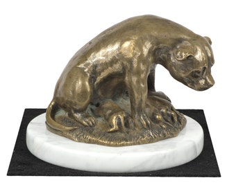 Staffordshire Bull Terrier mum, dog white marble base statue, limited edition, ArtDog