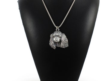 NEW, Cavalier, dog necklace, silver cord 925, limited edition, ArtDog