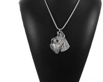 NEW, Schnauzer (with parting), dog necklace, silver chain 925, limited edition, ArtDog